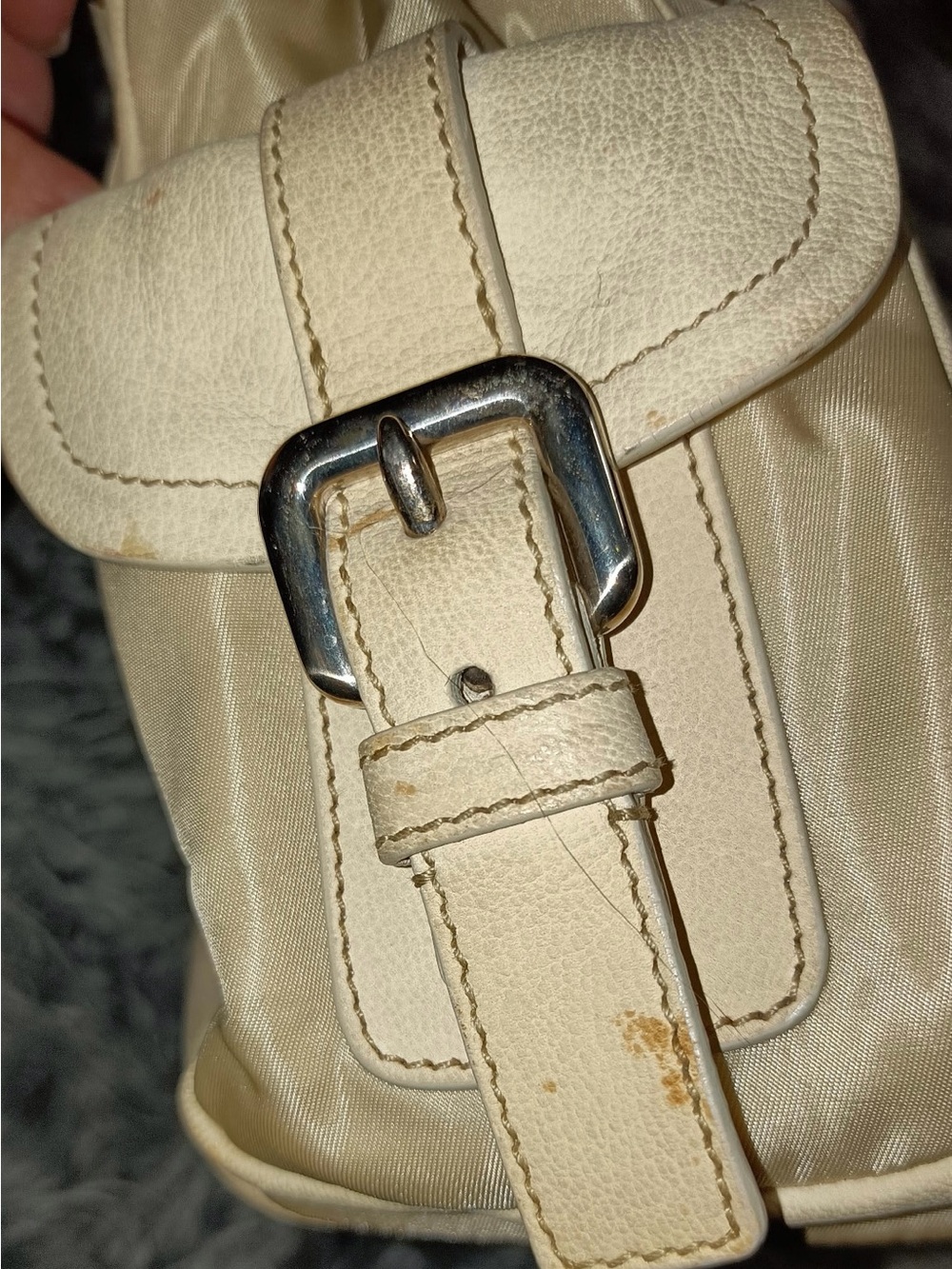Prada Cream Nylon and Leather Shoulder Bag - Picture 14 of 16